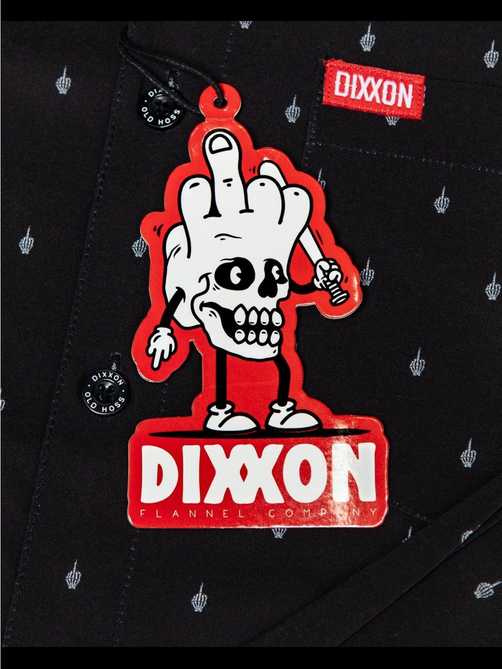 DIXXON Black Flannel with White Skeleton Hand - Picture 2 of 6